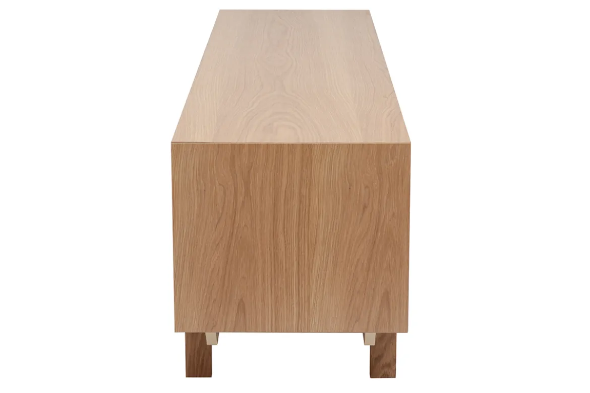 Meuble TV scandinave bois clair chêne 2 portes 2 tiroirs L180cm SID