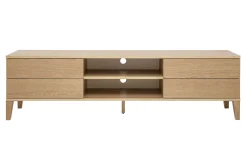 Meuble TV scandinave bois clair chêne 4 tiroirs L180 cm FREDDY