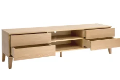 Meuble TV scandinave bois clair chêne 4 tiroirs L180 cm FREDDY