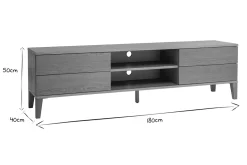 Meuble TV scandinave bois clair chêne 4 tiroirs L180 cm FREDDY