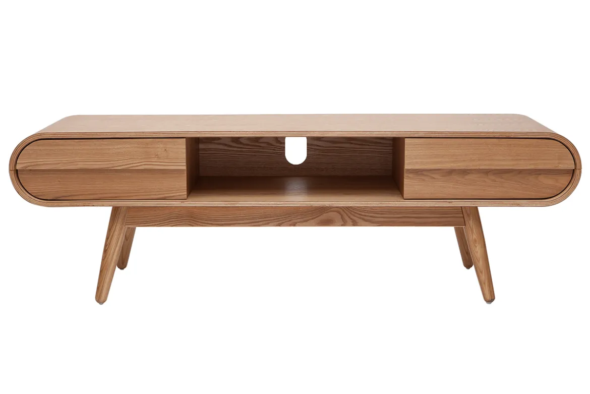Meuble TV scandinave en bois clair 2 tiroirs L150 cm BALTIK