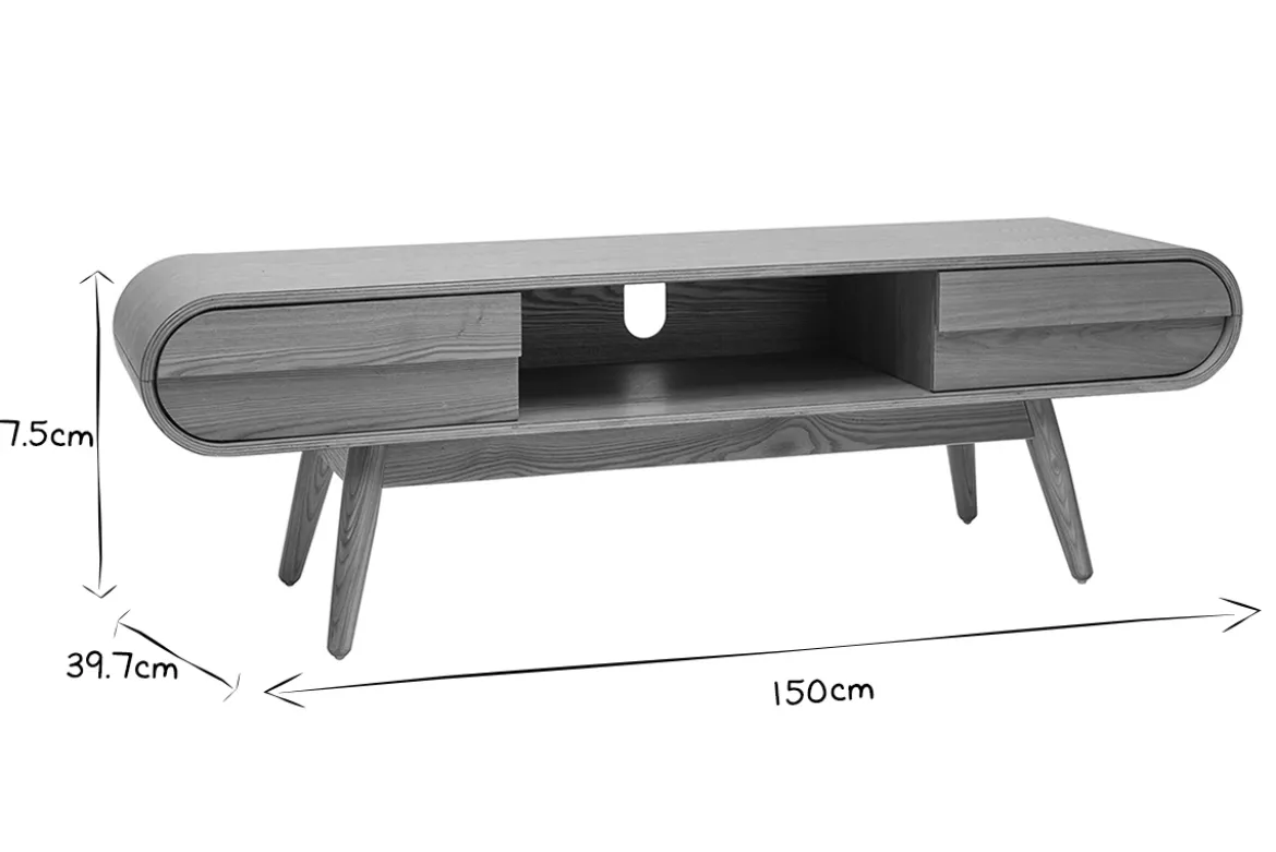 Meuble TV scandinave en bois clair 2 tiroirs L150 cm BALTIK