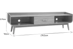 Meuble TV scandinave en bois clair L180 cm HALLEN