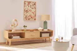 Meuble TV scandinave en bois clair L180 cm HALLEN