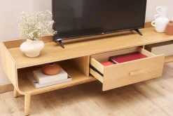 Meuble TV scandinave en bois clair L180 cm HALLEN