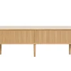 Meuble TV vintage bois clair chêne avec rangements 2 portes coulissantes L180 cm EPIC