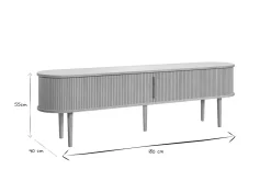 Meuble TV vintage bois clair chêne avec rangements 2 portes coulissantes L180 cm EPIC