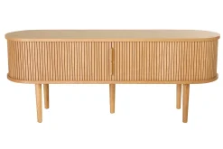 Meuble TV vintage bois clair chêne avec rangements 2 portes coulissantes L138 cm EPIC