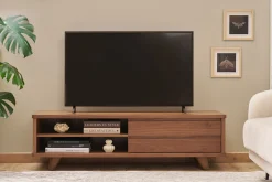 Meuble TV vintage bois foncé avec tiroirs L140 cm FIFTIES