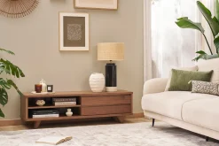 Meuble TV vintage bois foncé avec tiroirs L140 cm FIFTIES