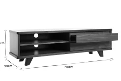 Meuble TV vintage bois foncé avec tiroirs L140 cm FIFTIES
