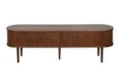 Meuble TV vintage bois foncé noyer avec rangements 2 portes coulissantes L180 cm EPIC
