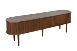 Meuble TV vintage bois foncé noyer avec rangements 2 portes coulissantes L180 cm EPIC