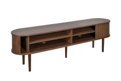 Meuble TV vintage bois foncé noyer avec rangements 2 portes coulissantes L180 cm EPIC
