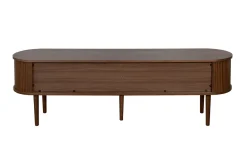 Meuble TV vintage bois foncé noyer avec rangements 2 portes coulissantes L180 cm EPIC