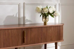 Meuble TV vintage bois foncé noyer avec rangements 2 portes coulissantes L180 cm EPIC