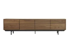 Meuble TV vintage bois foncé noyer et métal noir L200 cm MANNY