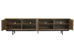 Meuble TV vintage bois foncé noyer et métal noir L200 cm MANNY
