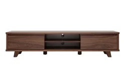 Meuble TV vintage bois foncé noyer 2 portes L180 cm FIFTIES