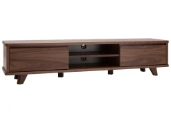Meuble TV vintage bois foncé noyer 2 portes L180 cm FIFTIES