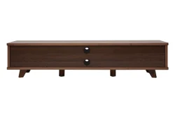 Meuble TV vintage bois foncé noyer 2 portes L180 cm FIFTIES