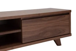 Meuble TV vintage bois foncé noyer 2 portes L180 cm FIFTIES