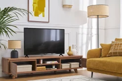 Meuble TV vintage bois foncé noyer 2 portes L180 cm FIFTIES