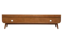 Meuble TV vintage bois foncé noyer L200 cm HALLEN
