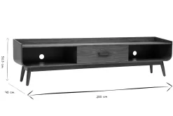 Meuble TV vintage bois foncé noyer L200 cm HALLEN