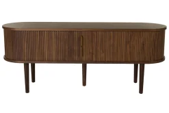 Meuble TV vintage bois foncé noyer avec rangements 2 portes coulissantes L138 cm EPIC