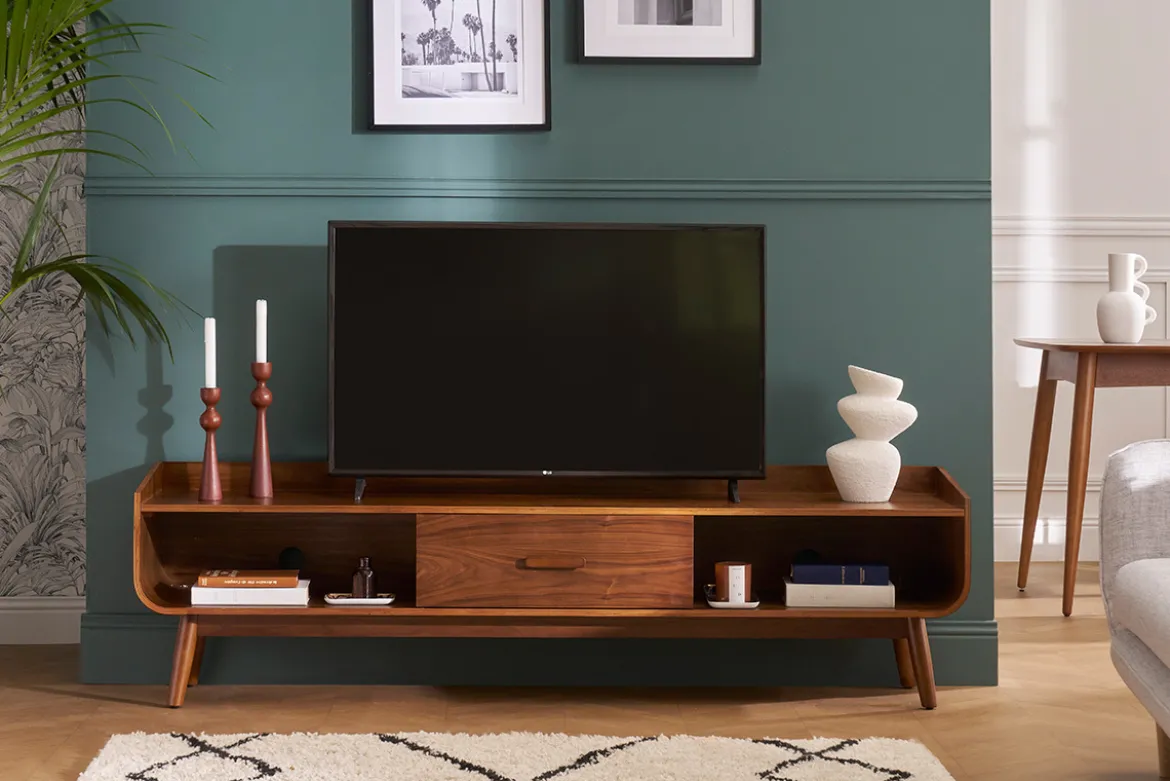 Meuble TV vintage bois noyer L180 cm HALLEN
