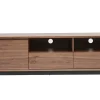 Meuble TV vintage en bois foncé noyer et métal noir L160 cm JAKO