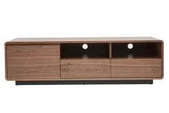 Meuble TV vintage en bois foncé noyer et métal noir L160 cm JAKO