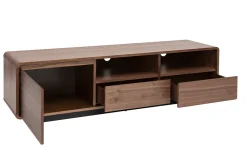 Meuble TV vintage en bois foncé noyer et métal noir L160 cm JAKO