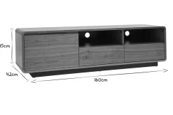 Meuble TV vintage en bois foncé noyer et métal noir L160 cm JAKO