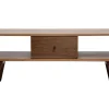 Meuble TV vintage en bois foncé avec rangements L132 cm TAKLA