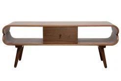 Meuble TV vintage en bois foncé avec rangements L132 cm TAKLA