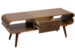 Meuble TV vintage en bois foncé avec rangements L132 cm TAKLA