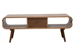Meuble TV vintage en bois foncé avec rangements L132 cm TAKLA