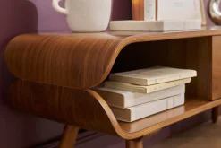 Meuble TV vintage en bois foncé avec rangements L132 cm TAKLA