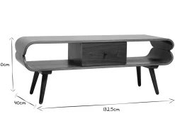 Meuble TV vintage en bois foncé avec rangements L132 cm TAKLA