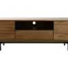 Meuble TV vintage en bois foncé niche ouverte L160 cm MANNY