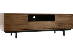 Meuble TV vintage en bois foncé niche ouverte L160 cm MANNY