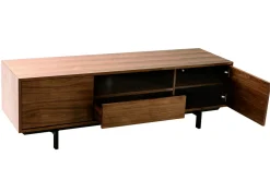 Meuble TV vintage en bois foncé niche ouverte L160 cm MANNY