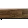 Meuble TV vintage en bois foncé avec rangements fermés L160 cm MANNY