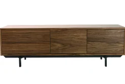 Meuble TV vintage en bois foncé avec rangements fermés L160 cm MANNY