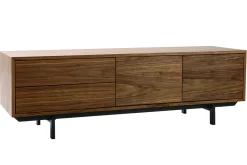 Meuble TV vintage en bois foncé avec rangements fermés L160 cm MANNY