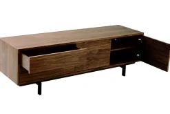 Meuble TV vintage en bois foncé avec rangements fermés L160 cm MANNY
