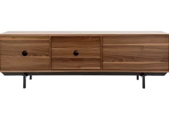 Meuble TV vintage en bois foncé avec rangements fermés L160 cm MANNY
