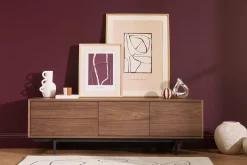 Meuble TV vintage en bois foncé avec rangements fermés L160 cm MANNY